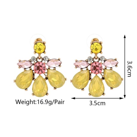 Crystal Flower Teardrop Pierce/2color