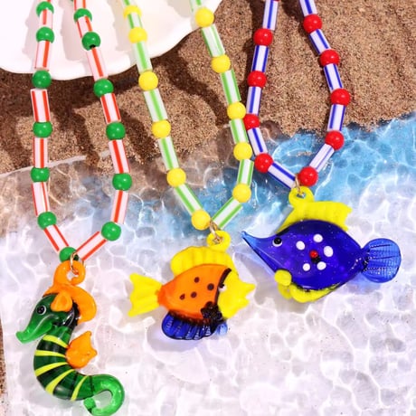Glass Pop Fish Necklace/8color