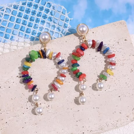 Colorful Shell Beads Drop Pierce