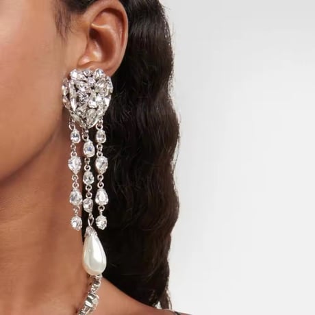 Heart Crystal Pearl Drop Pierce