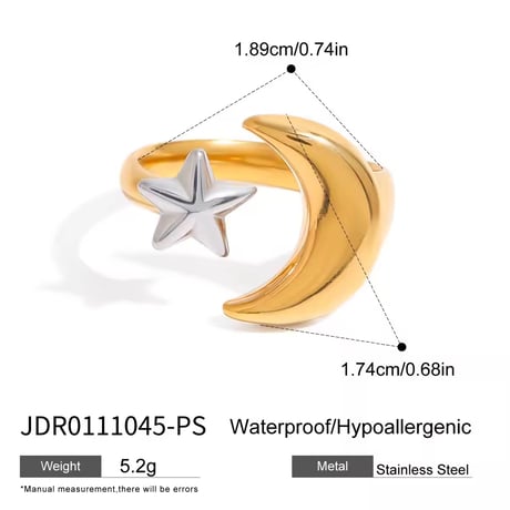 Moon & Star Ring