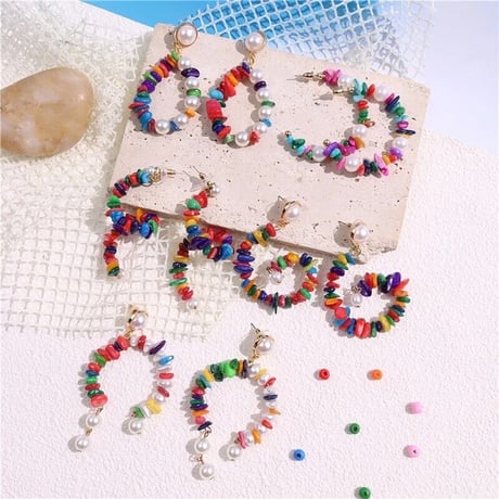 Colorful Shell Beads Circle Pierce