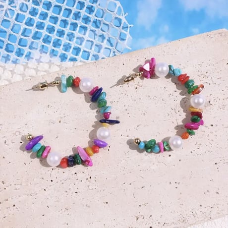 Colorful Shell Beads Hoop Pierce