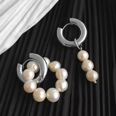 Asymmetry Pearl Hoop Pierce/2color