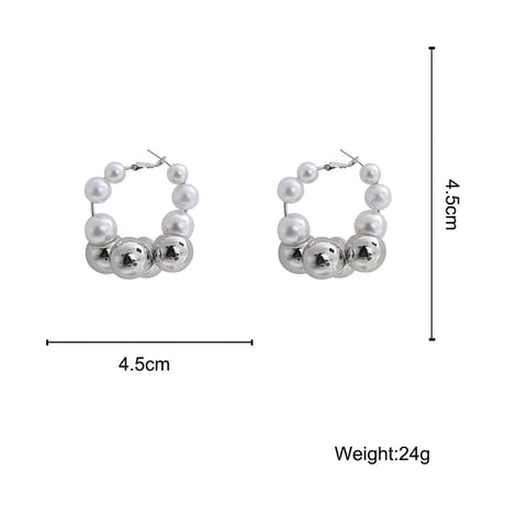 Metal&Pearl Ball Hoop Pierce/2color