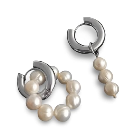 Asymmetry Pearl Hoop Pierce/2color
