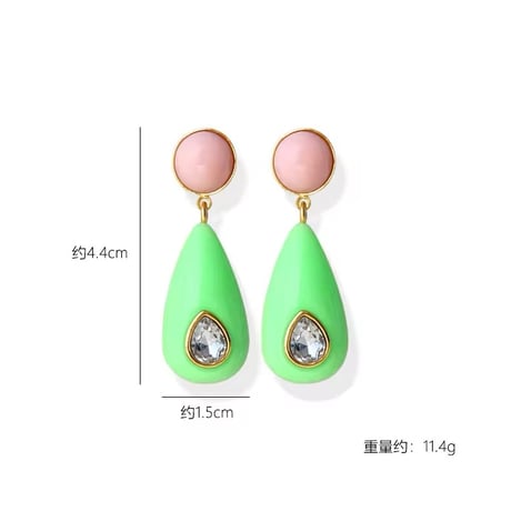 Bicolor Stone Teardrop Pierce/6color