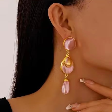 Pink Marble Drop Pierce