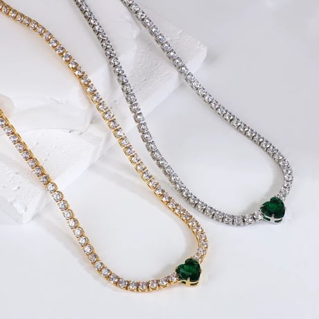 Green Heart Necklace/2color