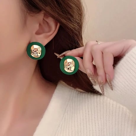 Ovall Bicolor Metal Pierce/3color
