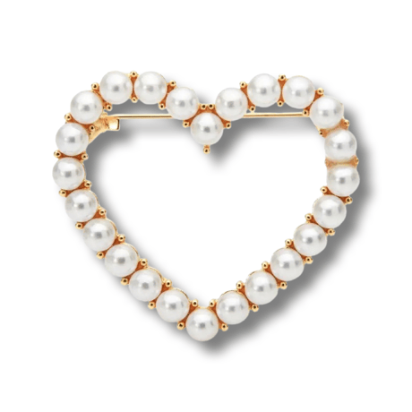 Heart Pearl Brooch