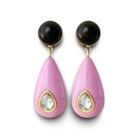 Bicolor Stone Teardrop Pierce/6color