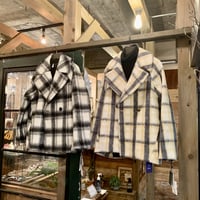 モヘヤ混チェック柄ショートアウター