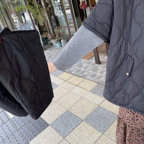 キルティングフード付き2wayポンチョアウター