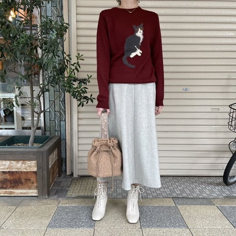 ウール混生地フレアースカート
