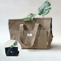 [lil.co] キャンバス キャリーバッグ ベージュ/ブラック