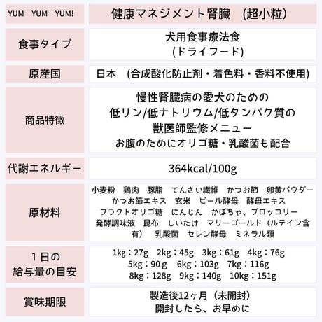 [yum yum yum! ]  健康マネジメント腎臓 ドライ 超小粒 1.3kg