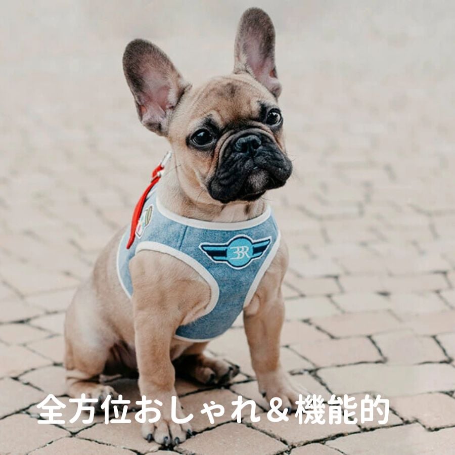 小型犬用 ハーネス Mサイズ ハンドメイド 北欧風 花柄 デニム BBR] FUWA ハーネス デニム | モフモフ mof_mof｜北欧デザインのペット