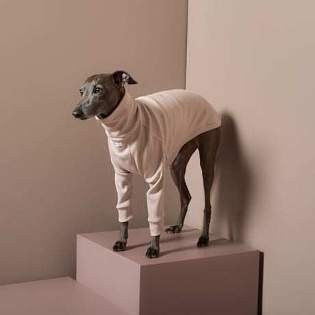 [Striped Dog]  ハイネック リブ サンドベージュ イタグレ用