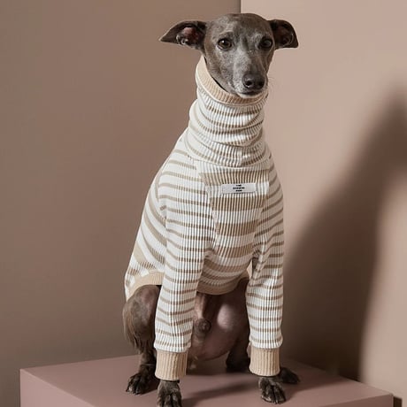 [Striped Dog]  ハイネック リブ ボーダー イタグレ用 ２色