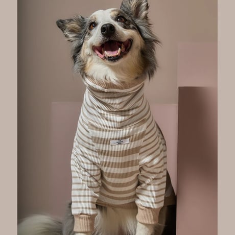 [Striped Dog]  ハイネック リブ ボーダー ２色