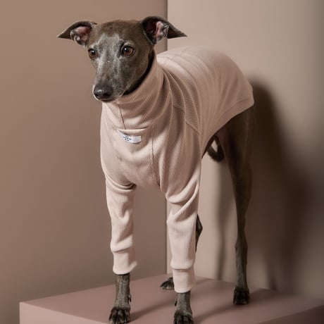 [Striped Dog]  ハイネック リブ サンドベージュ イタグレ用