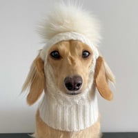 [woolwag] カシミア ぽんぽん帽子 クリーム/ベージュ