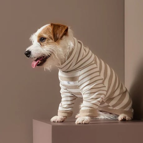 [Striped Dog]  ハイネック リブ ボーダー ２色