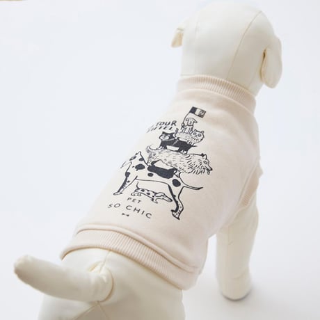 [PET SO CHIC] エッフェル塔 裏起毛タンク オフホワイト/ピンク