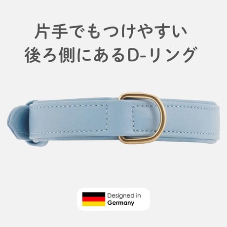 [William Walker] レザー首輪 サンド/ベビーブルー XXSからXLまで