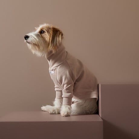 [Striped Dog]  ハイネック リブ サンドベージュ