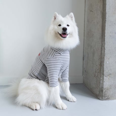 [furryfolks]  ストレッチハイネック ボーダーグレー