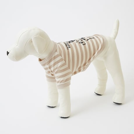 [PET SO CHIC] エッフェル塔 ボーダーTシャツ ベージュ/グレー