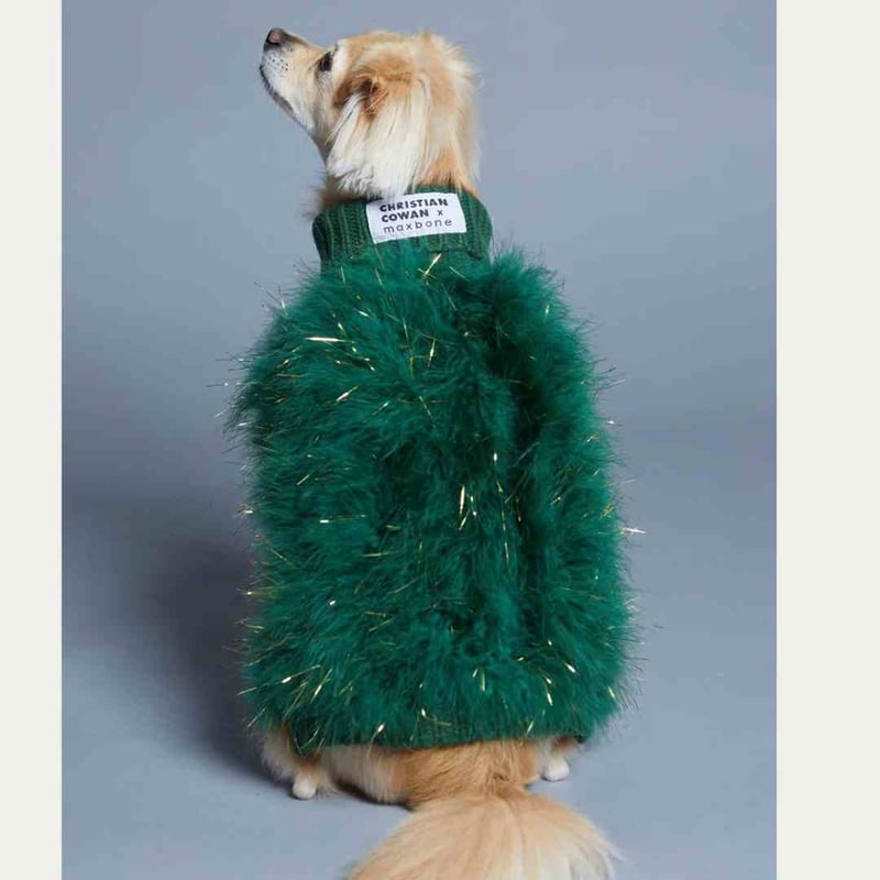 max-bone] Christian Cowan キラキラニット レッド/グリーン | モ