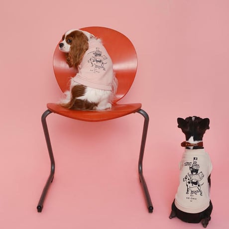 [PET SO CHIC] エッフェル塔 裏起毛タンク オフホワイト/ピンク