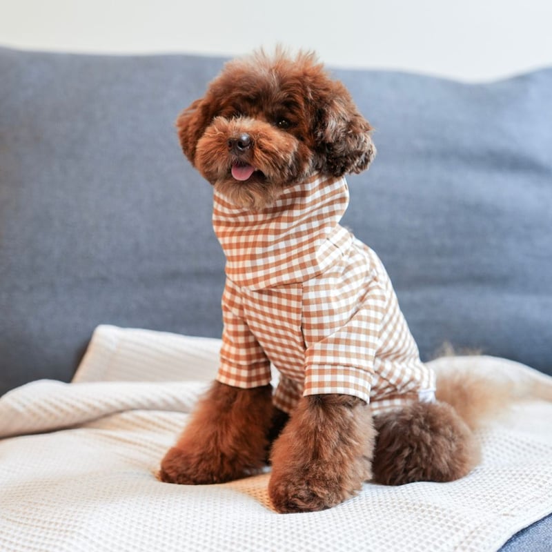 MR WOOF] ギンガムチェック ベージュ/ネイビー | モフモフ mof_mof