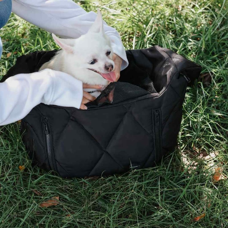 Pups & Bubs] ベッド型キャリー ピンクベージュ/ブラック | モフモフ