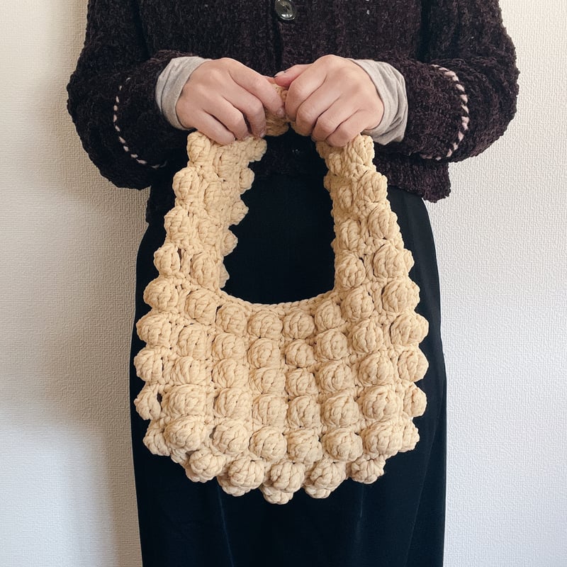 編み物Kit》【かぎ針編み】ポコポコワンハンドルバッグ