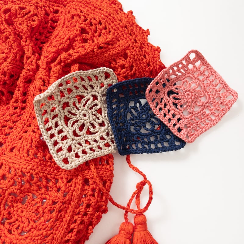 【20袋】グラニースミス グラニースクエアがレトロ可愛い！フラワークロシェトートバッグ