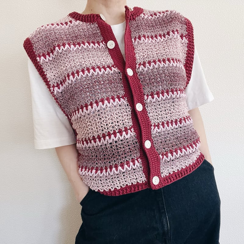 ダウンロード編み図：PDFデータ》【かぎ針編み】ジグザグボーダー