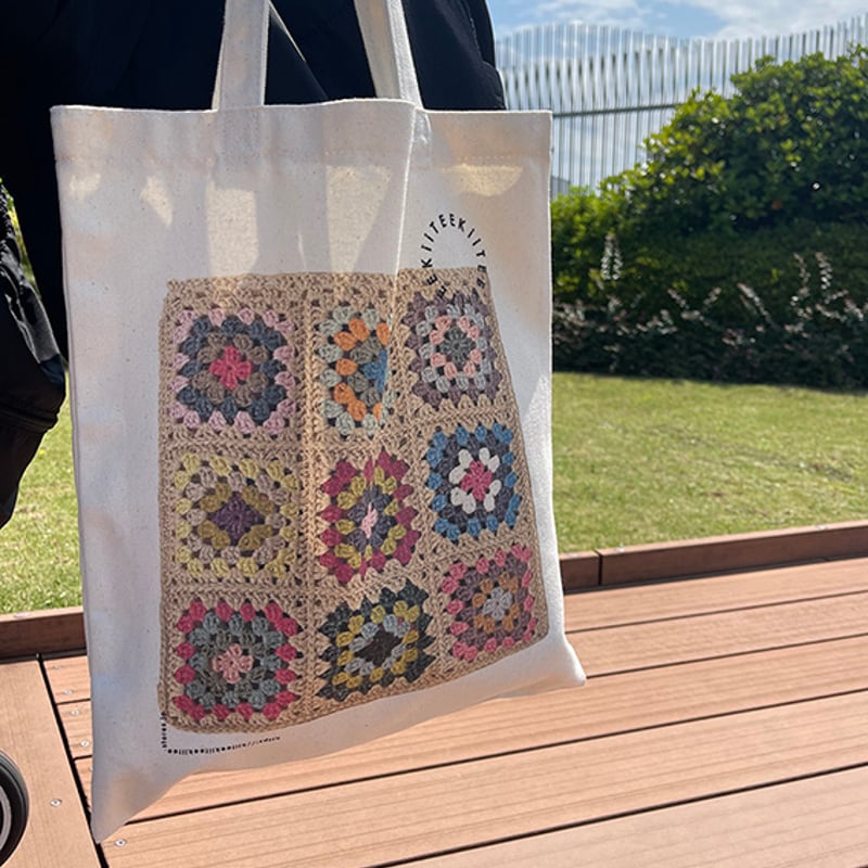 ちびすけ様⭕️vintage染め❗️メッシュグラニーバッグ＆巾着 グラニープリントトートバッグ＆巾着 | KiiTEEKiiTEEKiiTEE // キーティ