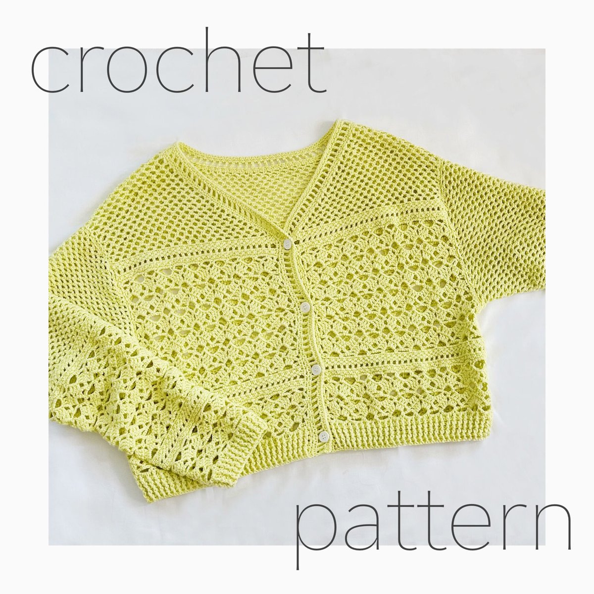 ダウンロード編み図：PDFデータ》【かぎ針編み】ミモザカーディガン