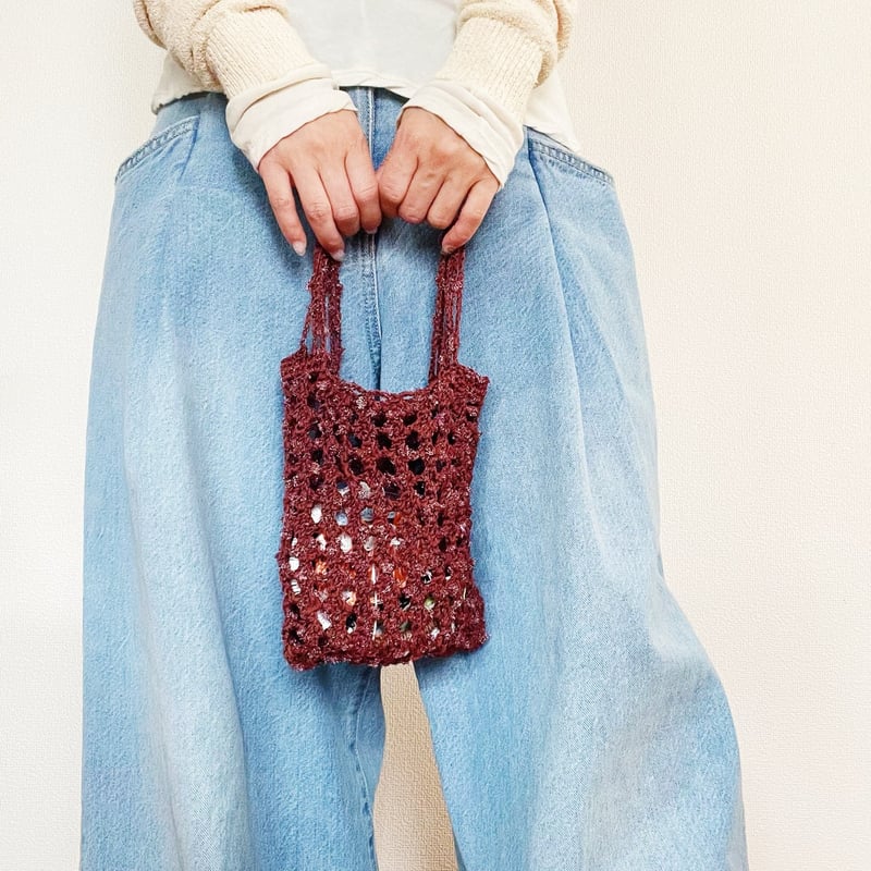 編み物Kit》【かぎ針編み】パチパチメッシュミニトートC