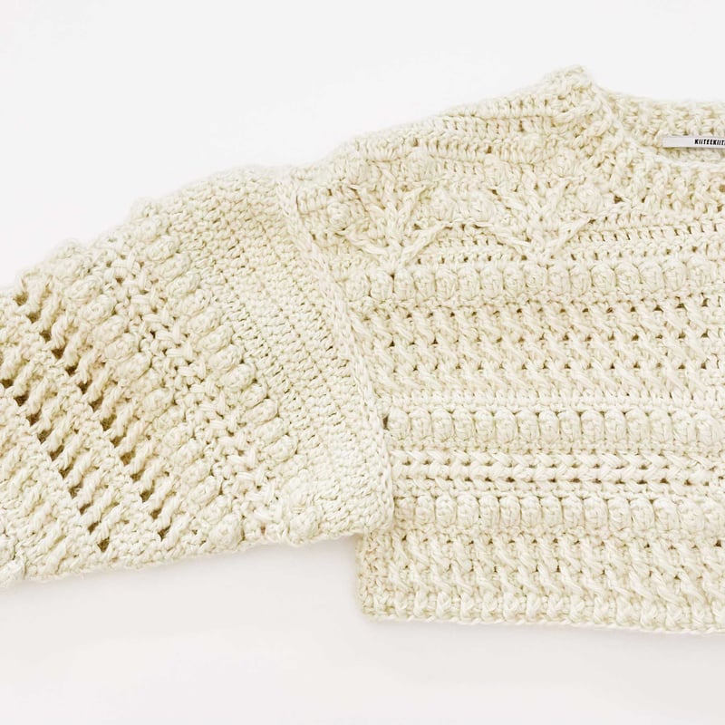 【確認画像】koit tops mix編み　天然素材コットン 鍵編みボレロカーデ koit tops mix編み 天然素材コットン鍵編み ボレロ カーデ