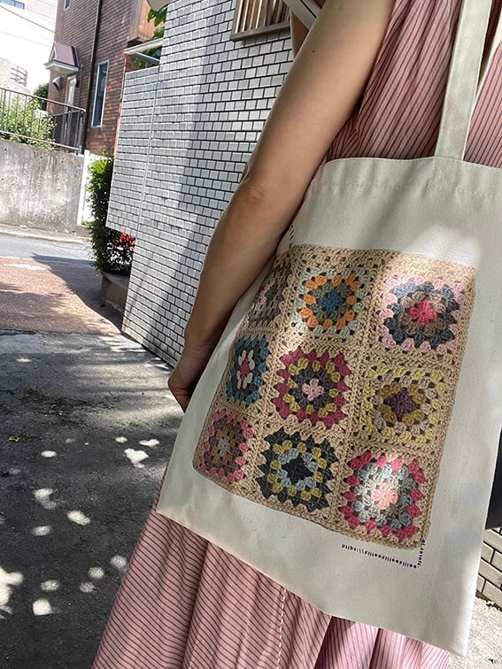 ちびすけ様⭕️vintage染め❗️メッシュグラニーバッグ＆巾着 グラニープリントトートバッグ＆巾着 | KiiTEEKiiTEEKiiTEE // キーティ