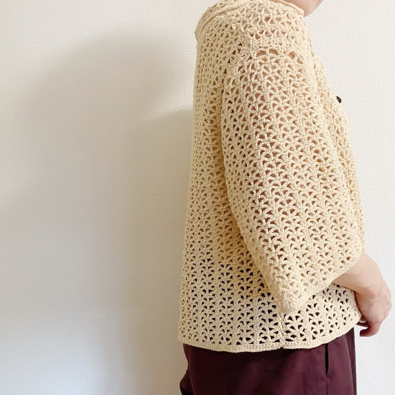 ダウンロード編み図：PDFデータ》【かぎ針編み】ストライプメッシュ