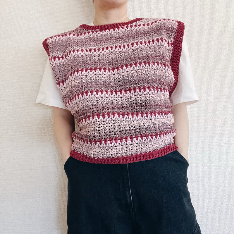 ダウンロード編み図：PDFデータ》【かぎ針編み】ジグザグボーダー