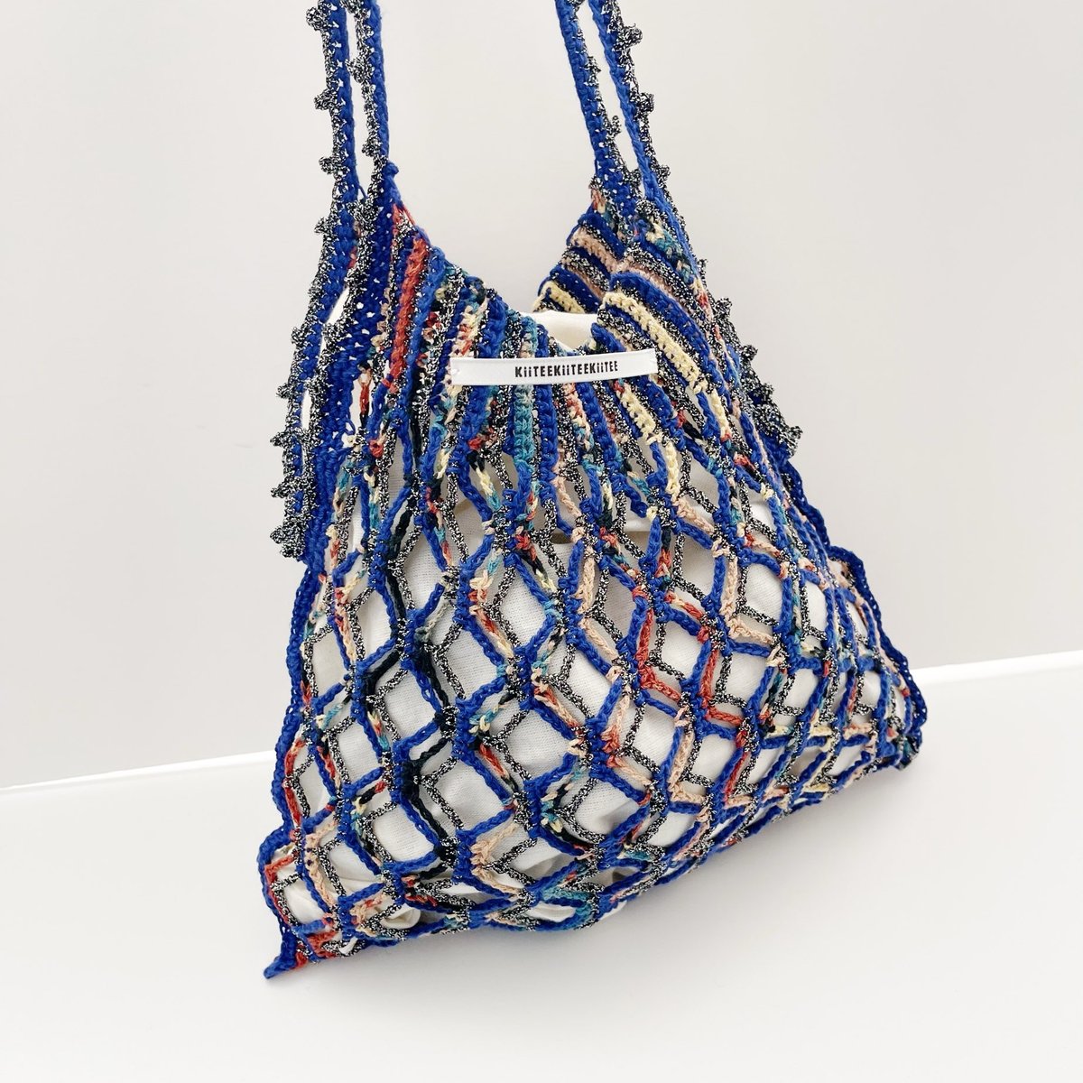 ダウンロード編み図：PDFデータ》【かぎ針編み】ダイヤメッシュバッグ