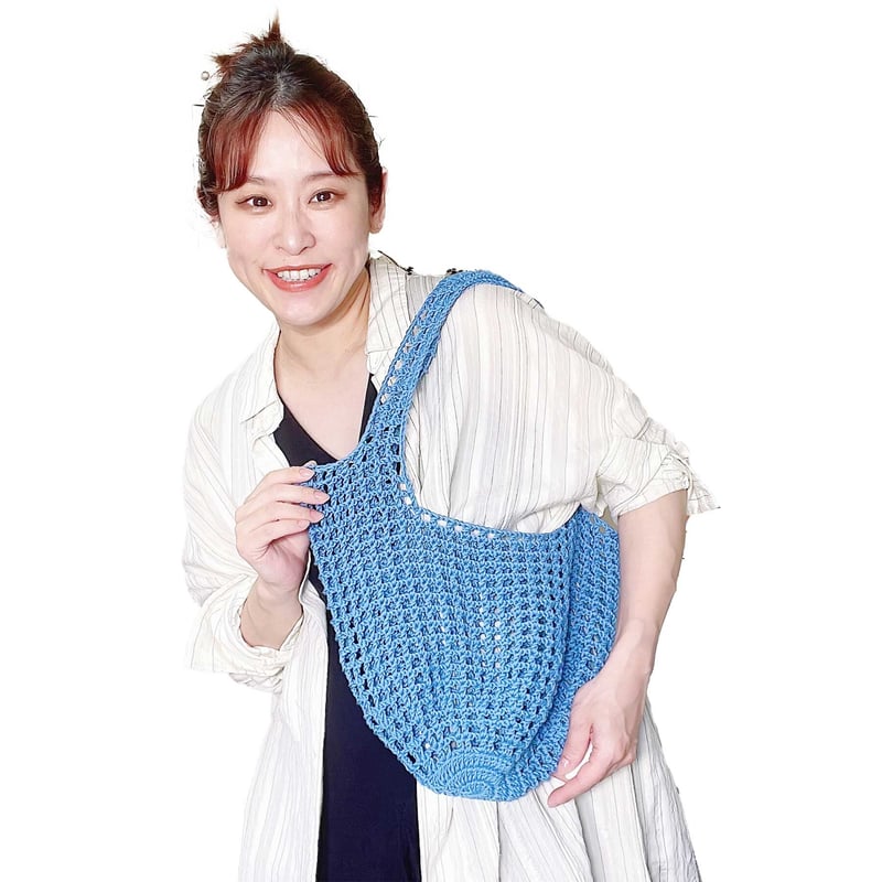 ダウンロード編み図：PDFデータ》【かぎ針編み】メッシュトートバッグ