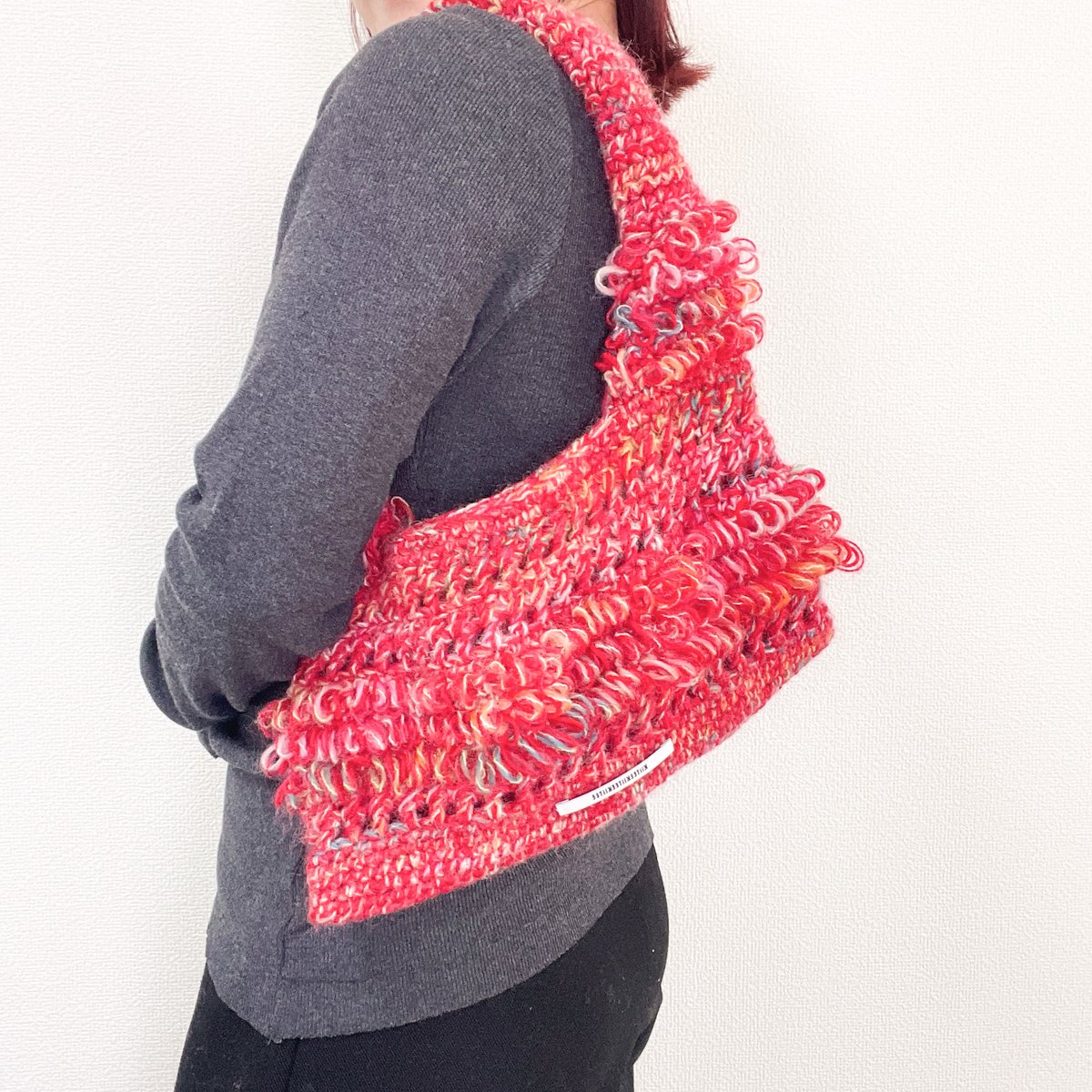 編み物Kit》【かぎ針編み】フサフサループのショルダーバッグ